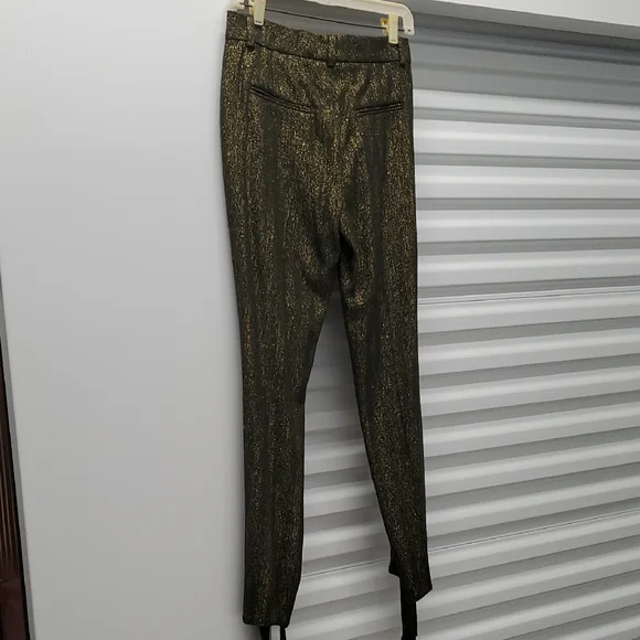 Sz 36 FR Gold Dress Sturrup Pants with Shimmery Finish